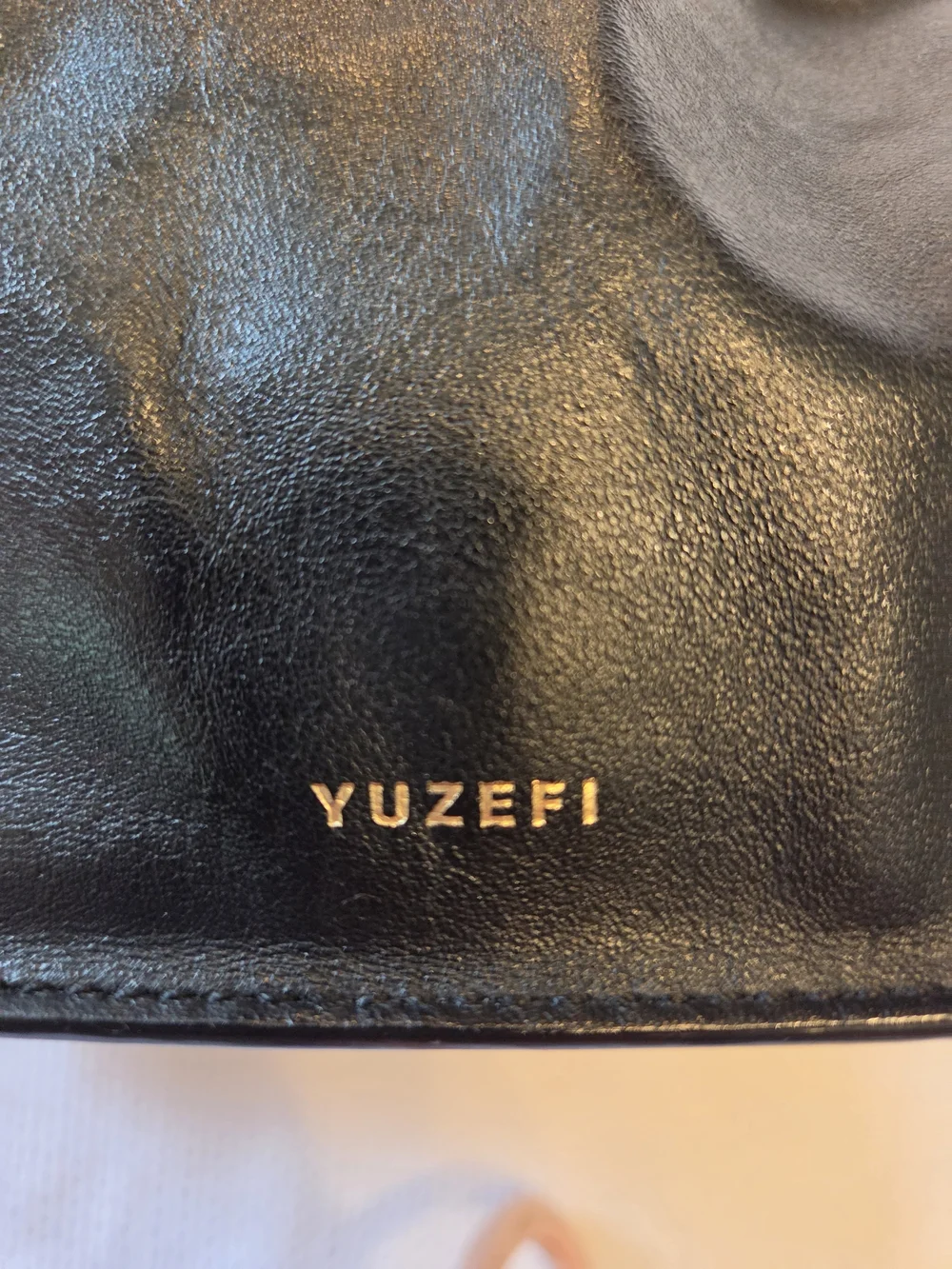 Yuzefi Black Leather Gathered Top Handle Bag